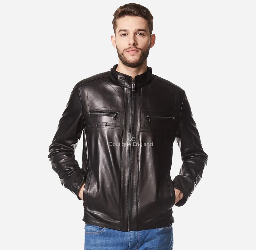WANSFORD Men's Leather Racer Jacket Premium Leather Jacket