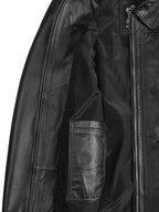 Marsha Women's Real Leather Black Car Coat