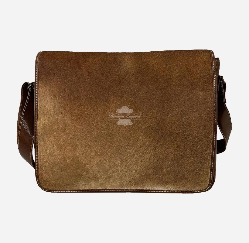 Unisex Hair on Hide Leather Crossbody Satchel Bags