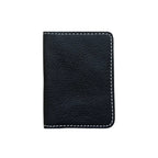 Black Leather Mini Wallet - Hidden Magnetic Closure