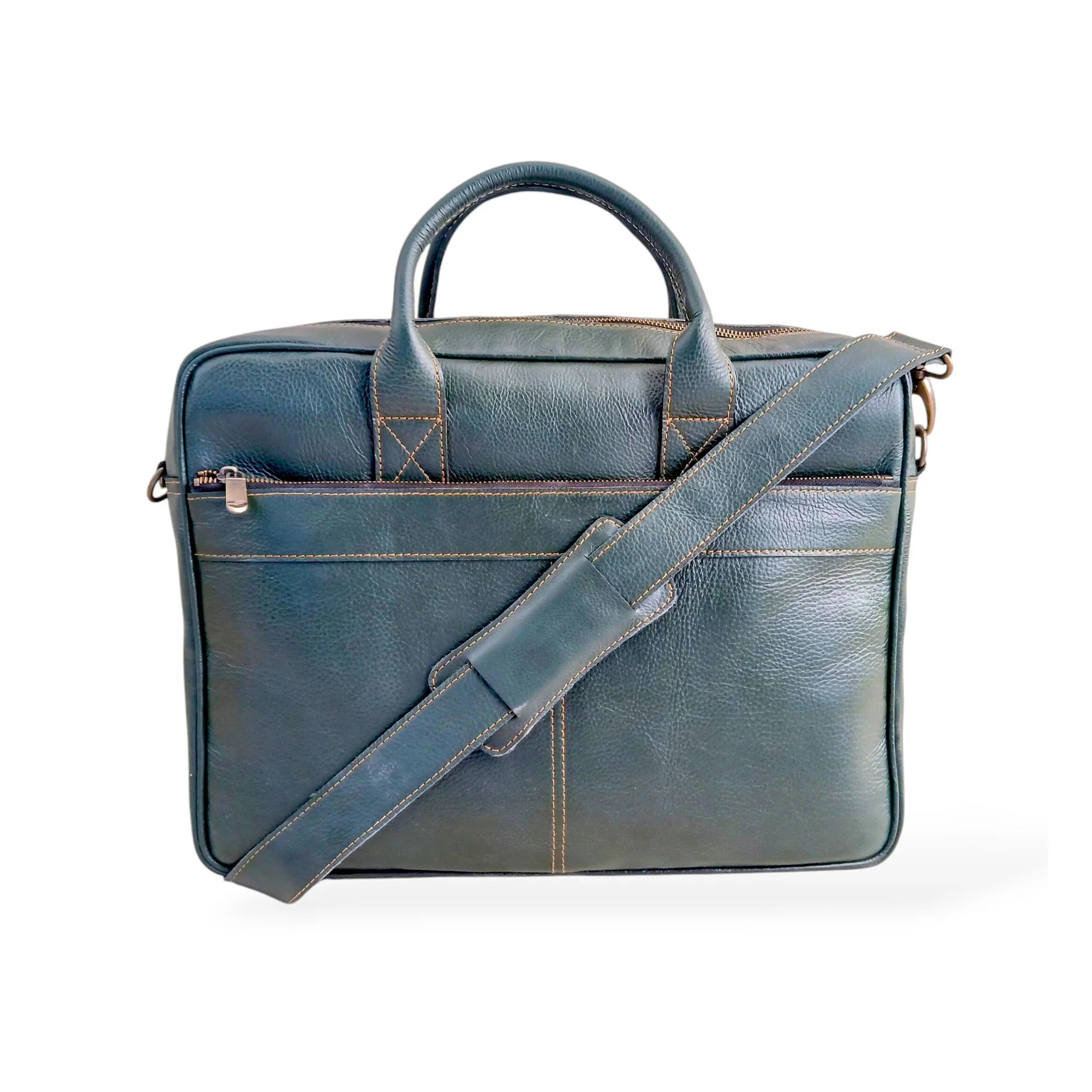 Army Green Leather Laptop Bag