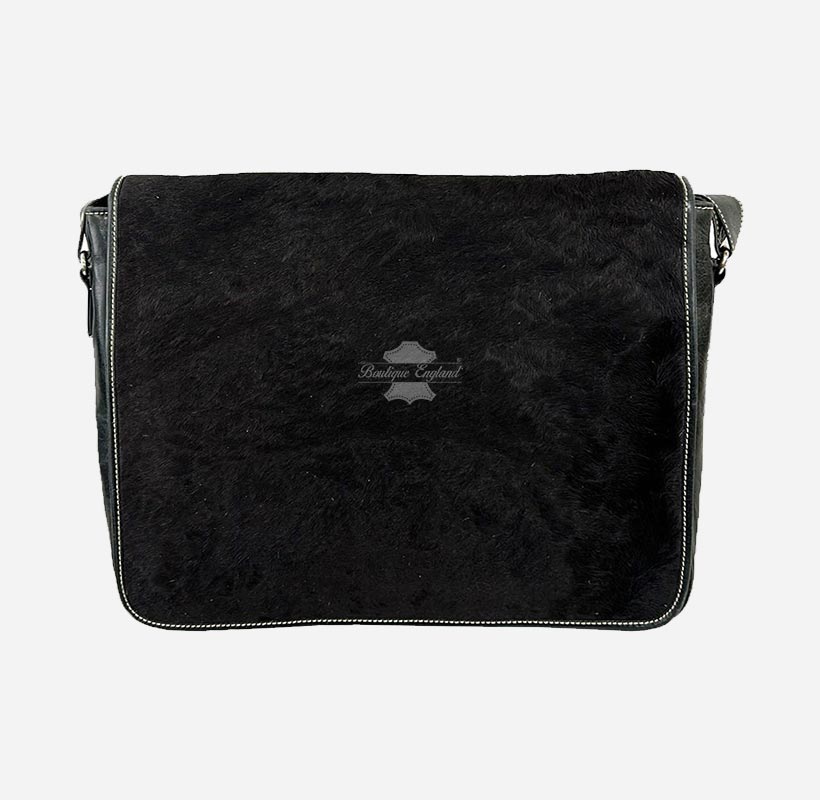 Unisex Hair on Hide Leather Crossbody Satchel Bags