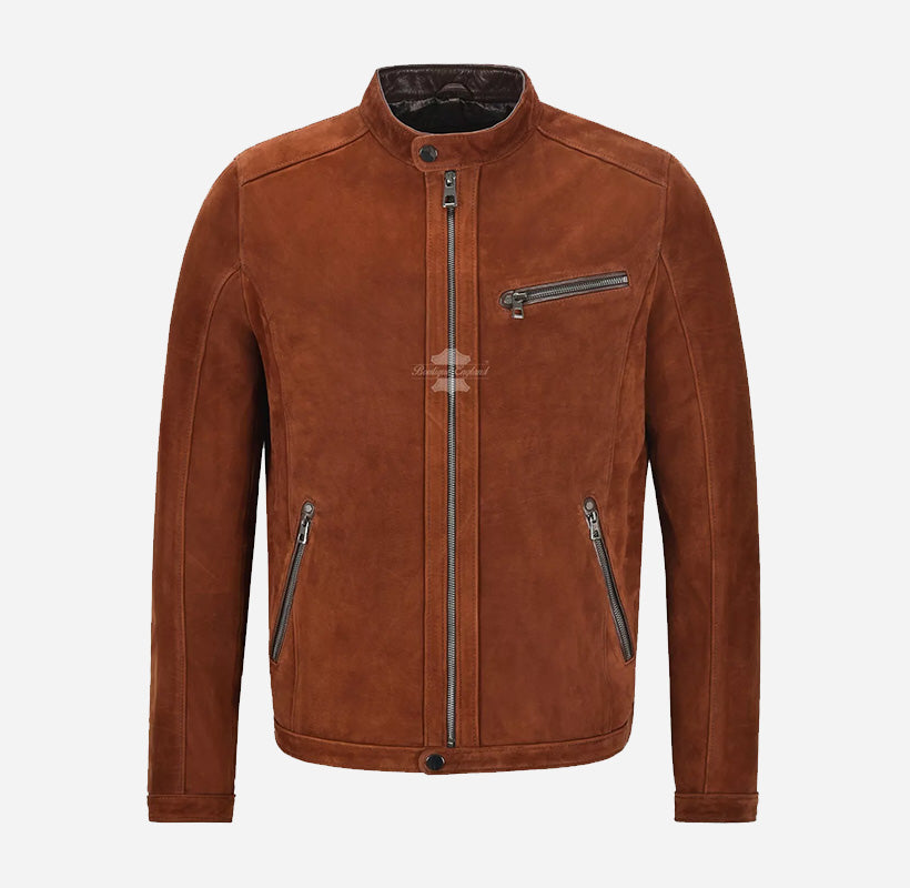 CORWIN Biker Leather Jacket for Men in Tan Nubuck