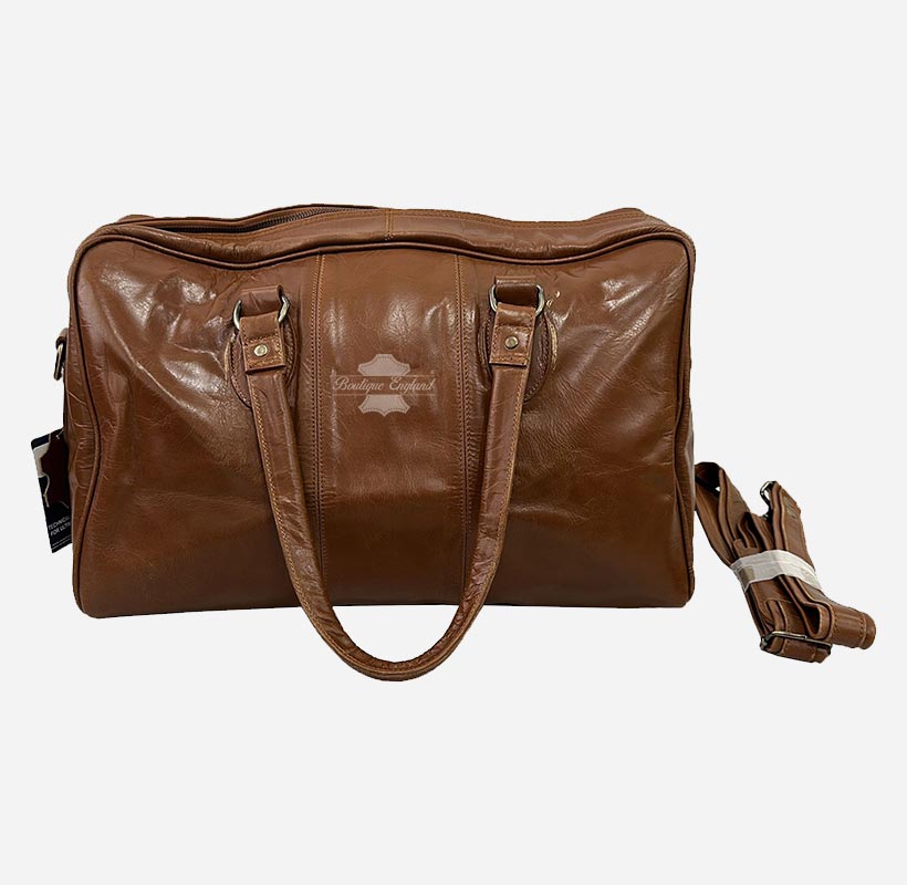 Unisex Leather Holdall Weekend Bag