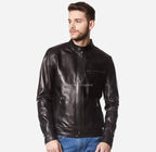 CORWIN Biker Leather Jacket for Men in Black and Brown