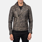 Danny Quilted Brown Leather Biker Jacket