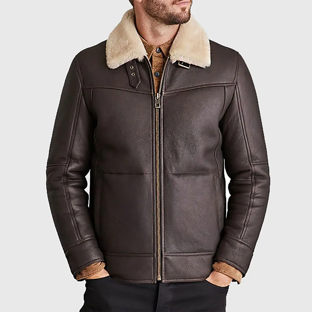 Men’s Brown B-3 Bomber Leather Jacket