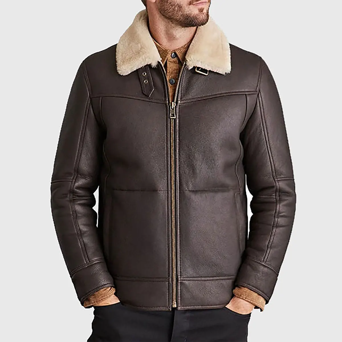 Men’s Brown B-3 Bomber Leather Jacket