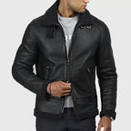 Carter Men’s Black B-3 Bomber Leather Jacket