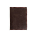 Coffee Leather Bifold Card Holder - Mini Wallet