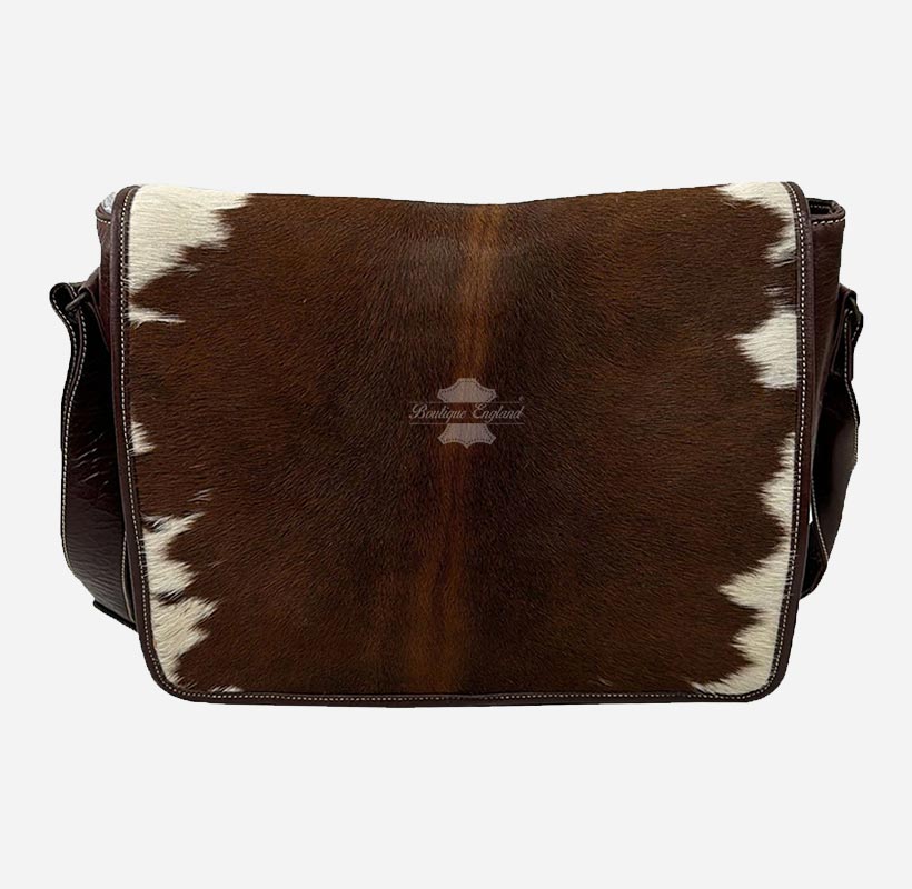 Unisex Hair on Hide Leather Crossbody Satchel Bags