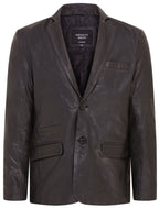 Mens Slim Leather Italian Blazer Jacket-Somero