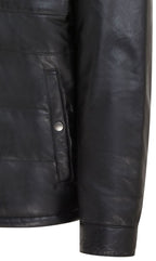 Mens Leather Puffer Quilted Jacket - Farsund