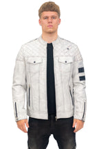 Mens Vintage Quilted Leather Racing Jacket-Cardiff