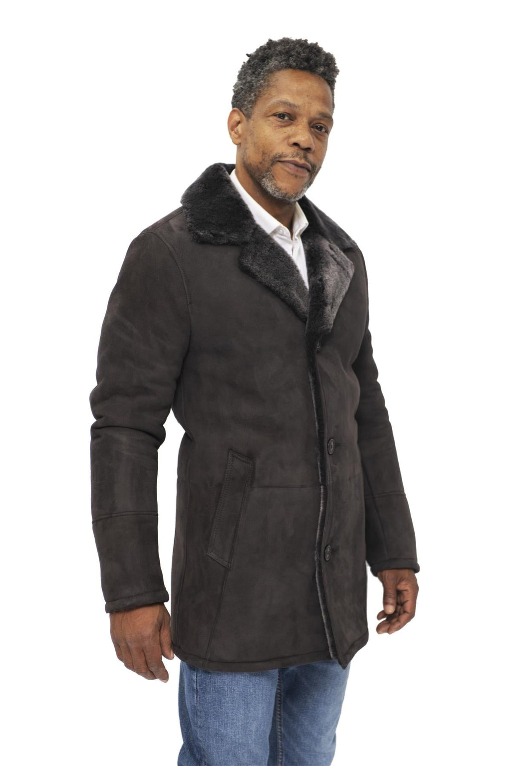 Mens Sheepskin Classic Car Coat-Avondale