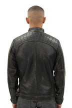 Men's Vintage Leather Quilted Biker Jacket-Monaco