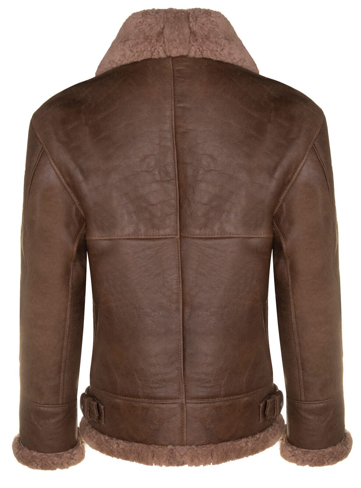 Mens B3 WW2 Sheepskin Leather Flying Aviator Jacket-Houston