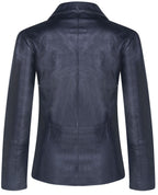 Womens One Button Leather Blazer Jacket-Newhaven