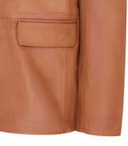 Mens 3 Button Italian Leather Blazer Jacket - Fauske