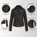 Women's Classic Brando Biker Leather Jacket - Broome
