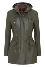 Womens Leather Hooded Parka Jacket-Bucharest