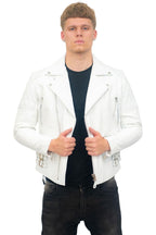 Mens Cowhide Leather Biker Jacket-Nassau