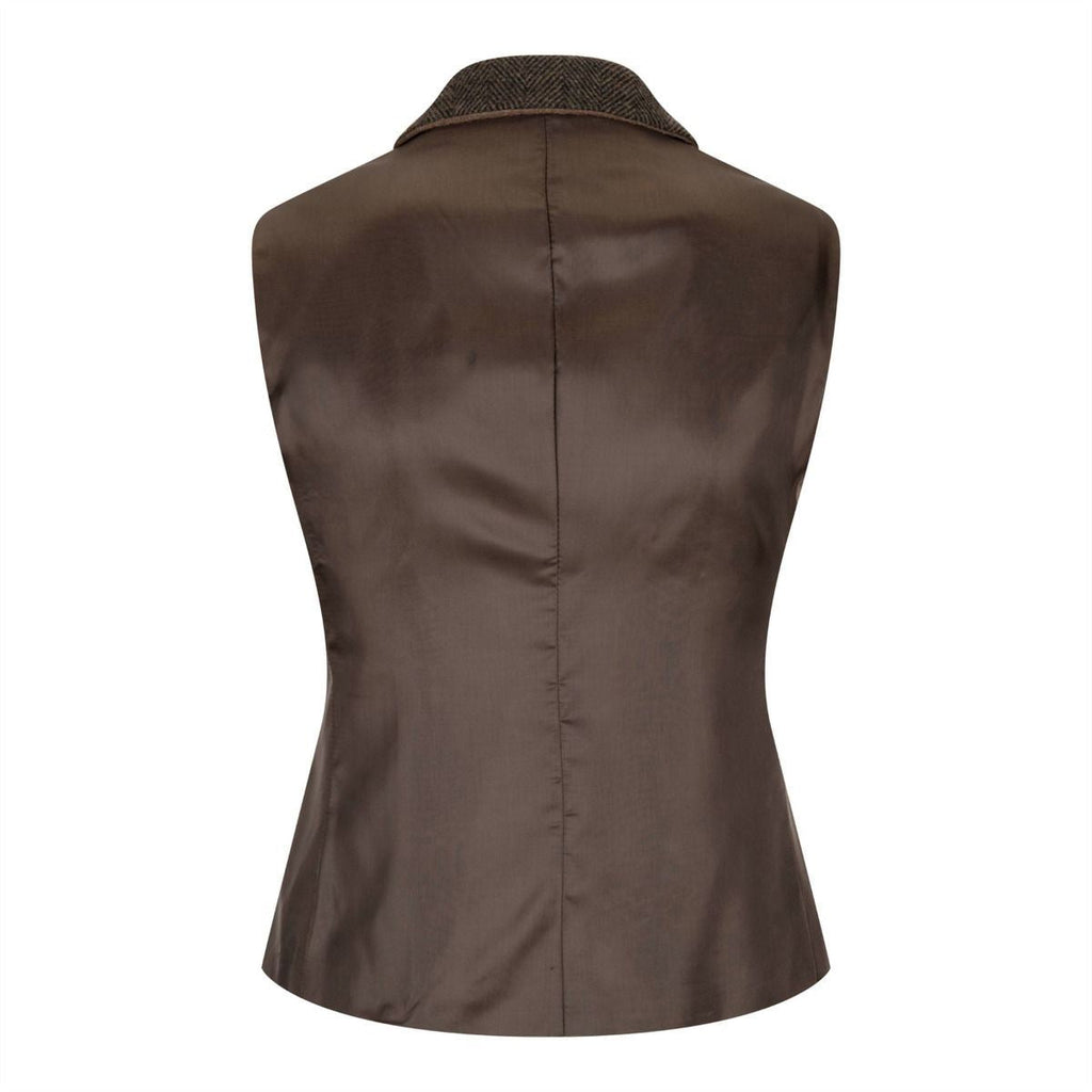 Womens Tweed 1920s Herringbone Brown Waistcoat