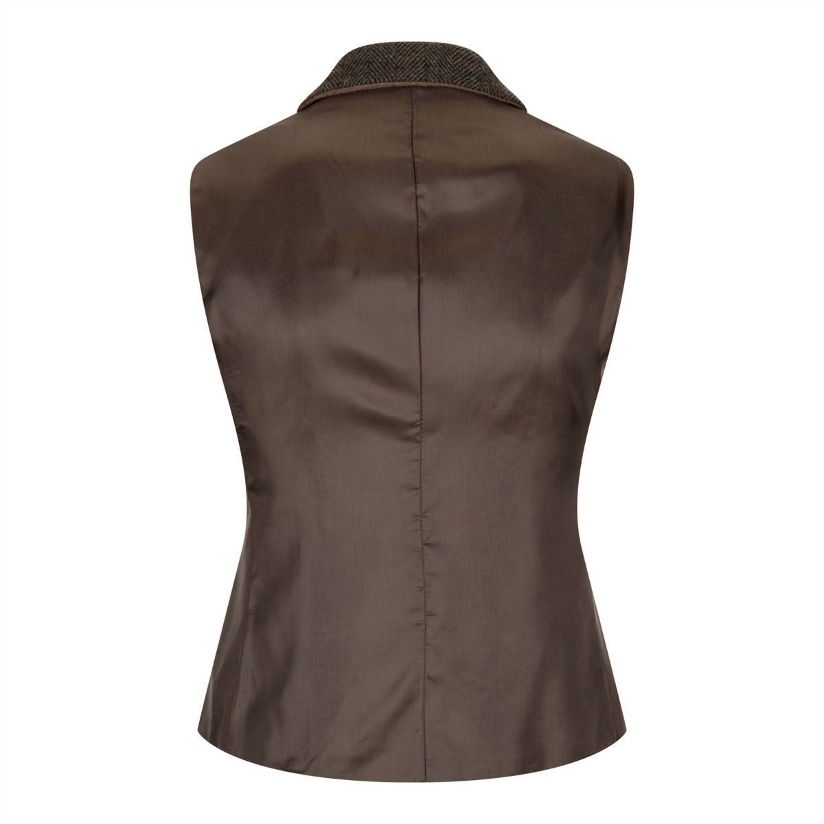 Womens Tweed 1920s Herringbone Brown Waistcoat
