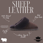Women's Genuine Sheepskin Brown Suede Mule Winter Slippers - Luna