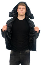 Mens Puffer Leather Bomber Jacket-Augsburg