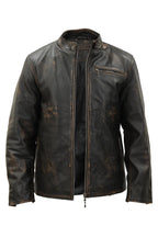Mens Vintage Black Leather Biker Jacket- Sarajevo