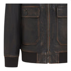 Men's Brown Leather Bomber Sheepskin Collar G-1 Pilot Jacket - Trick