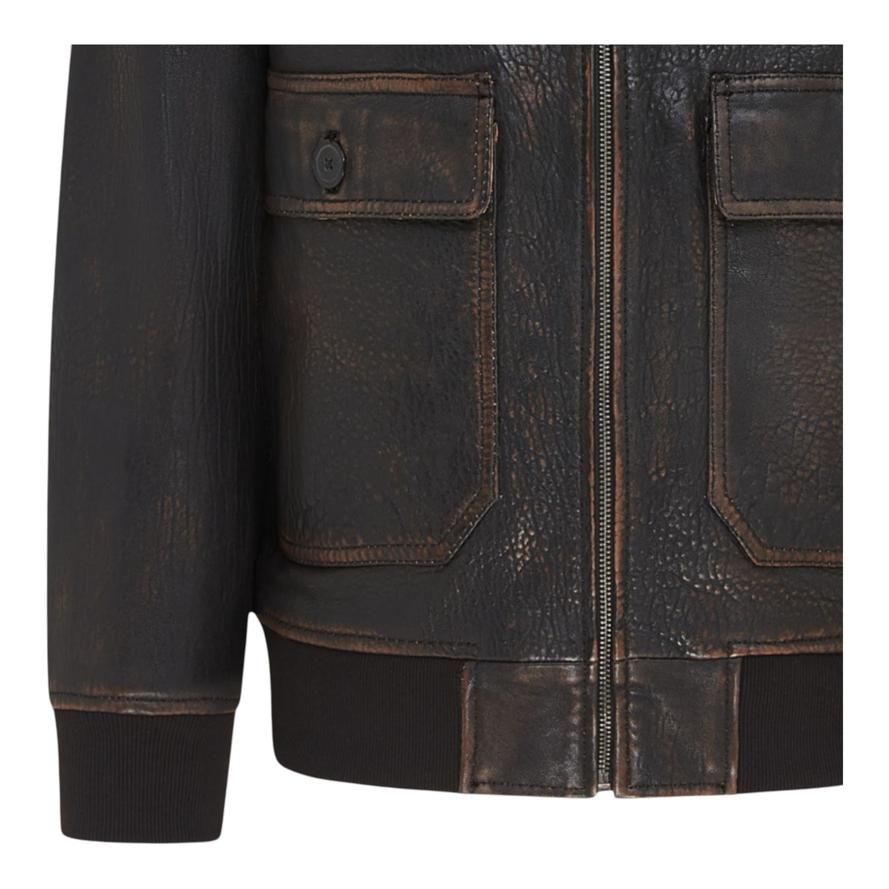 Men's Brown Leather Bomber Sheepskin Collar G-1 Pilot Jacket - Trick