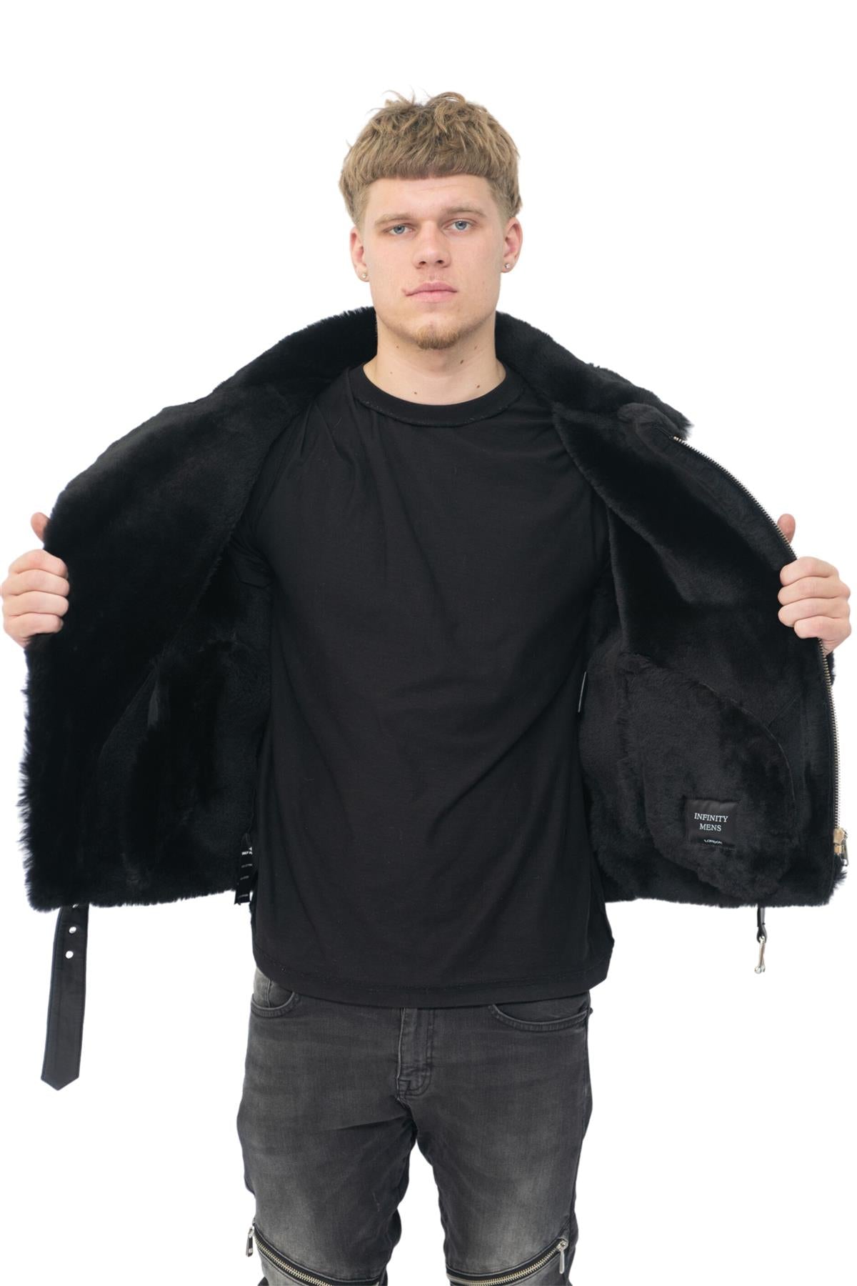 Mens Sheepskin Leather Biker Jacket-Edmonton