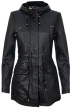 Womens Leather Hooded Parka Jacket-Bucharest