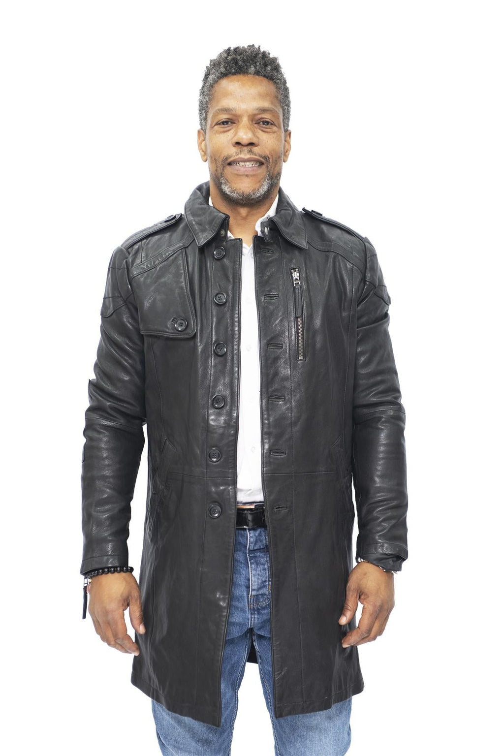 Mens Leather Trench Coat-Hamburg