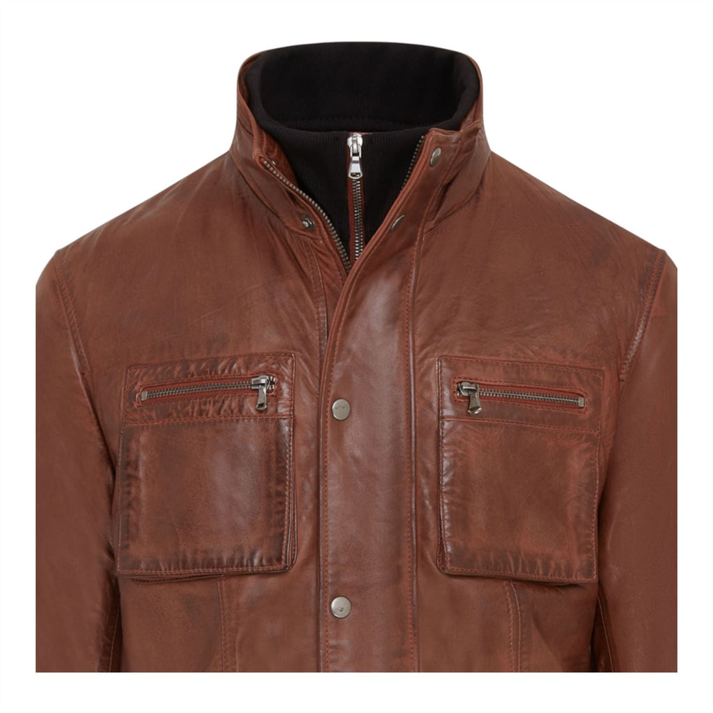 Men’s Leather Military Jacket Outwear Trenchcoat - Field