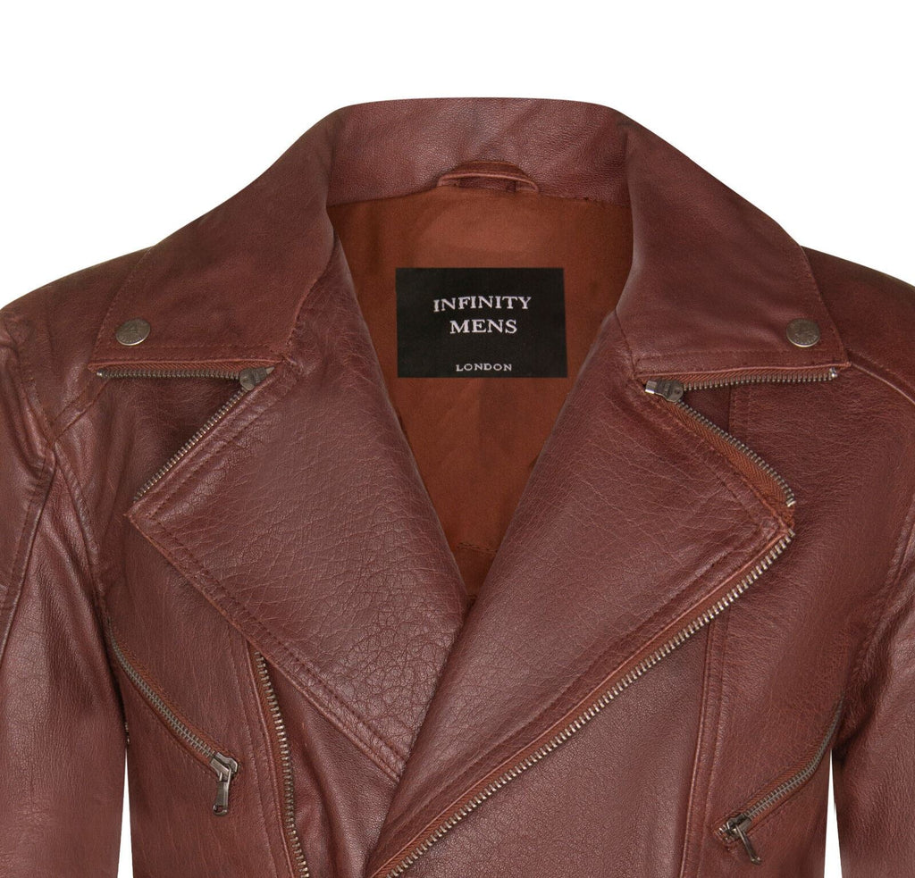 Mens Cross Zip Mid-Length CE Armour Biker Jacket