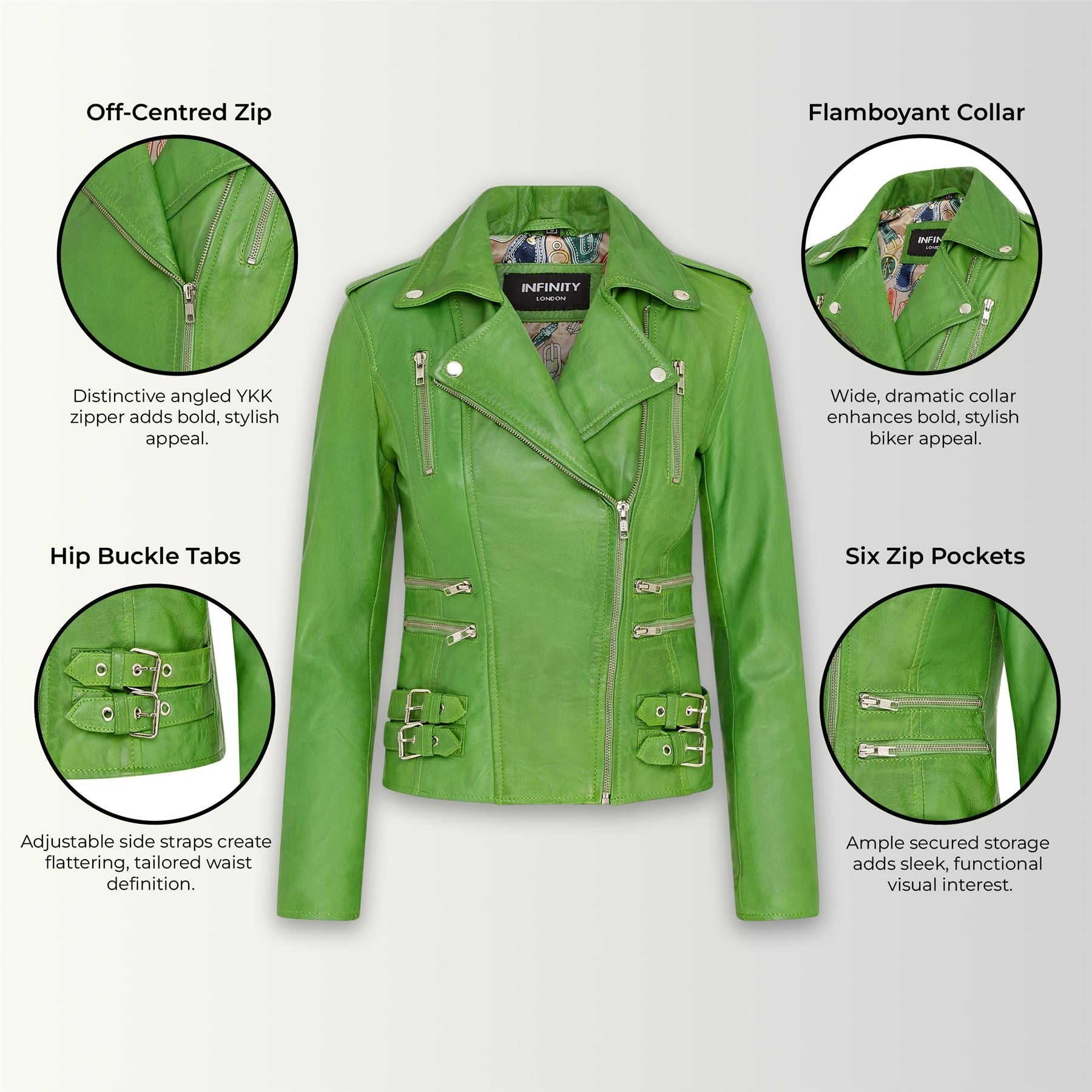 Womens Leather Vintage Brando Biker Jacket-Orlando