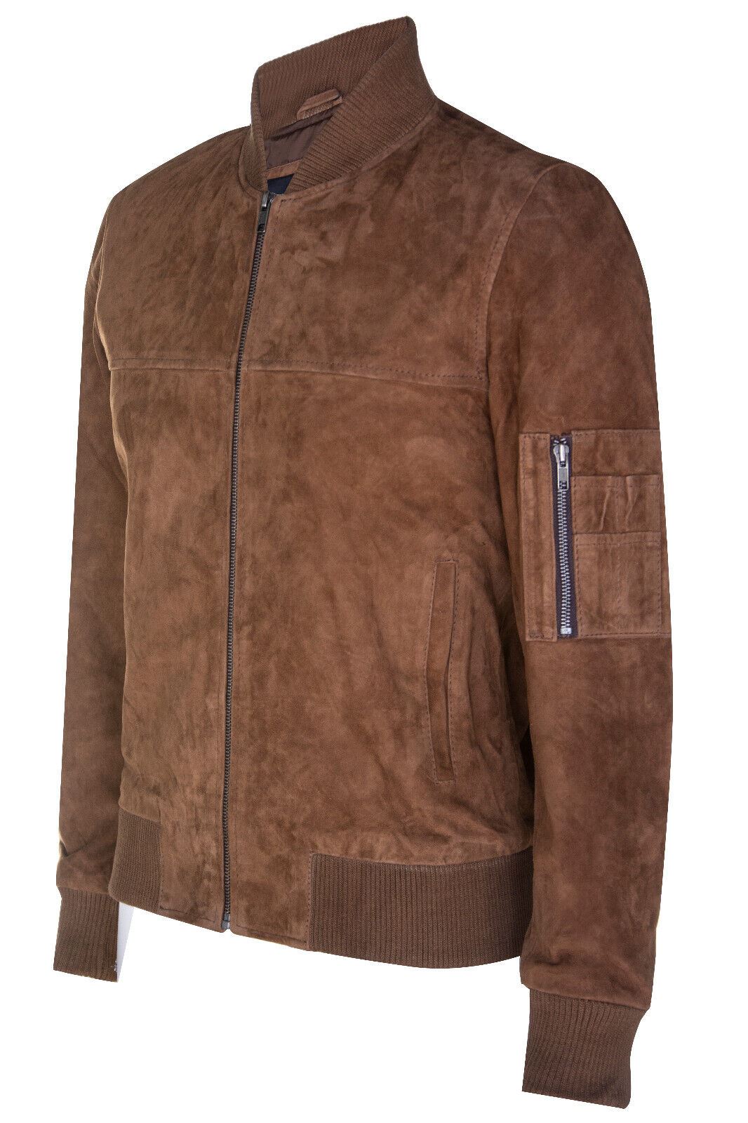 Mens Suede Leather MA-1 Varsity Bomber Jacket