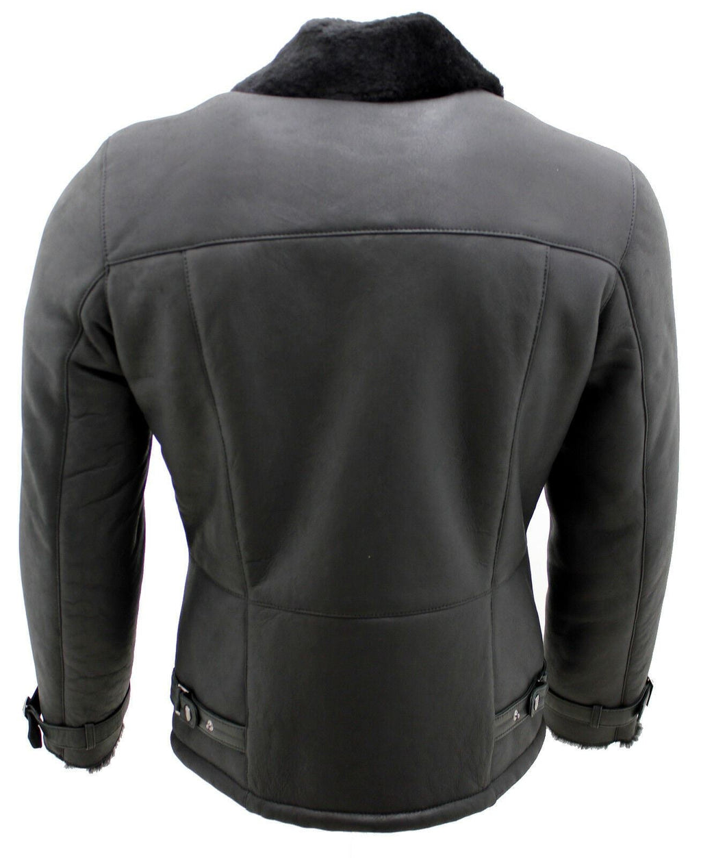 Mens Double Breasted Sheepskin Leather Biker Jacket-Manila