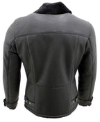 Mens Double Breasted Sheepskin Leather Biker Jacket-Manila