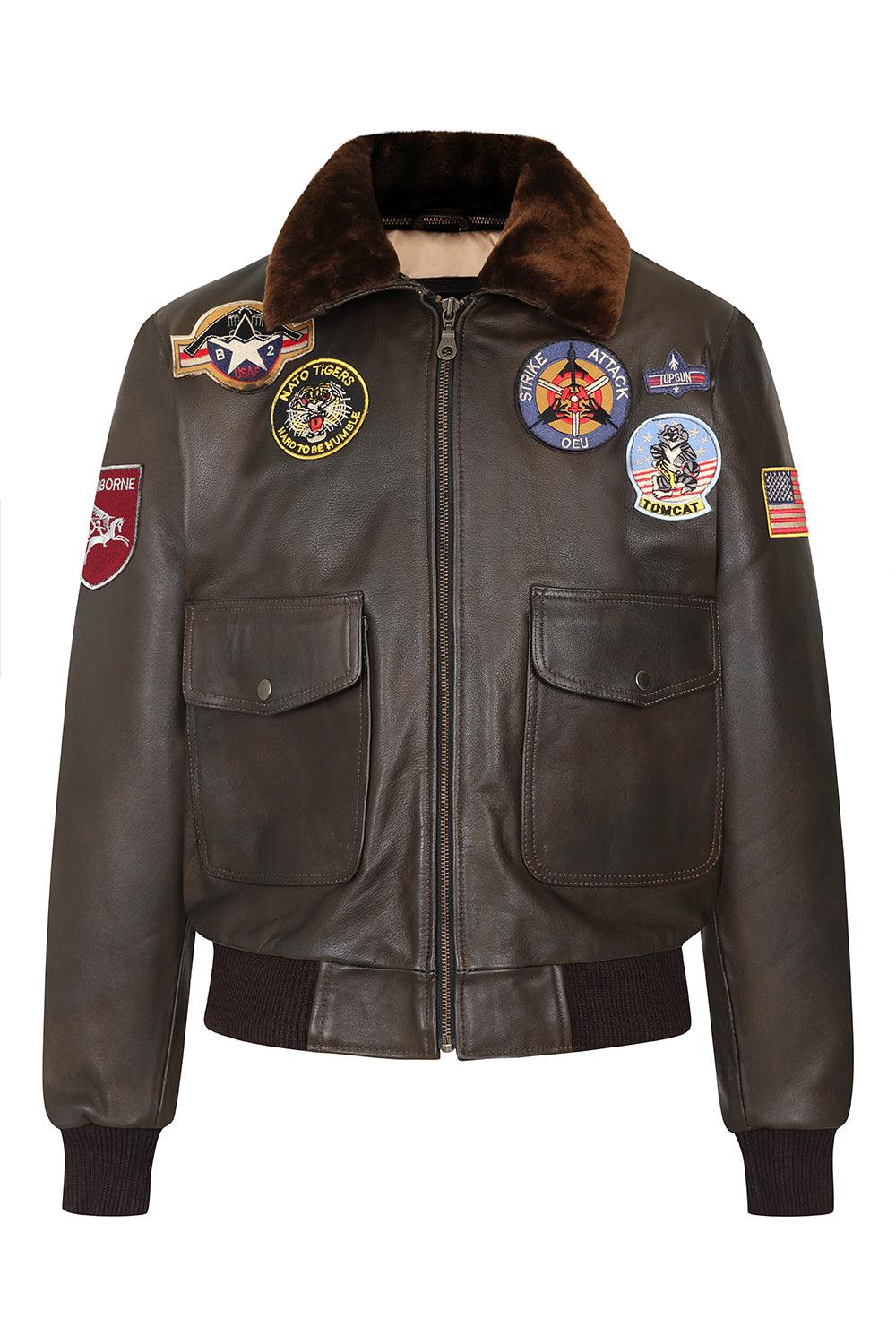 TOMMY Genuine Leather Pilot Jacket - Detachable Fur Collar