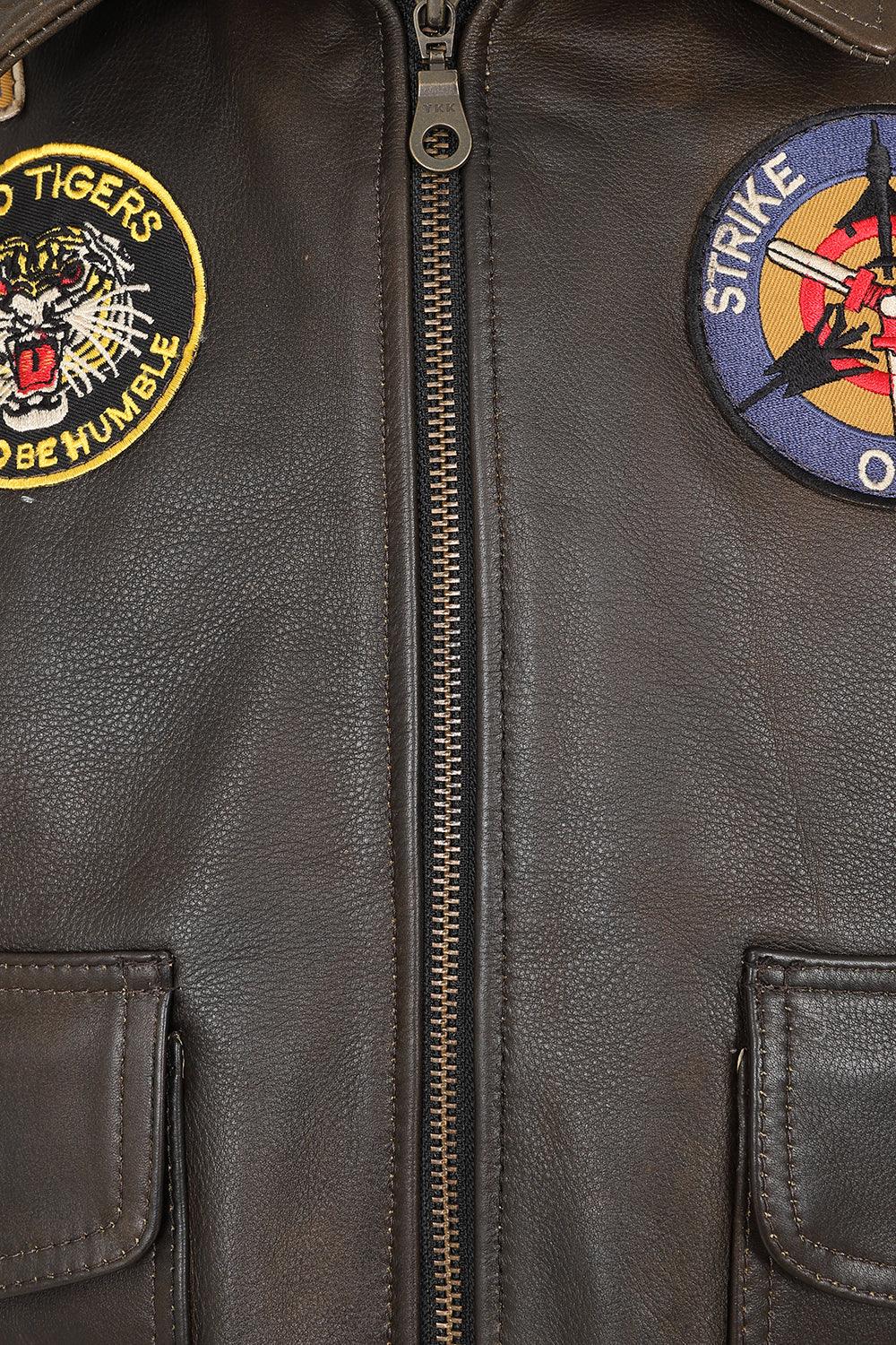 TOMMY Genuine Leather Pilot Jacket - Detachable Fur Collar