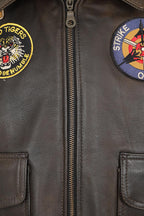 TOMMY Genuine Leather Pilot Jacket - Detachable Fur Collar