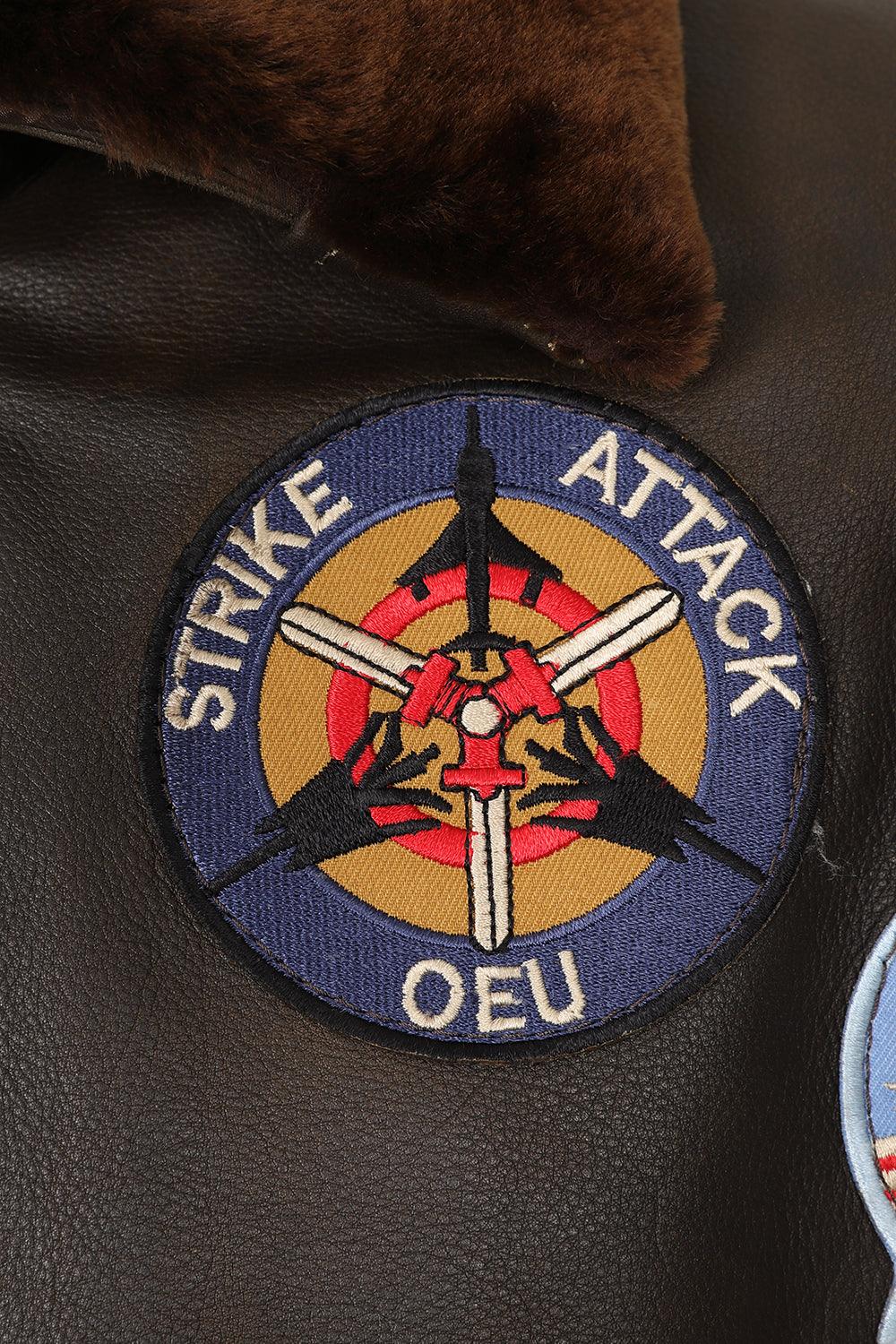 TOMMY Genuine Leather Pilot Jacket - Detachable Fur Collar