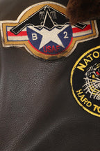 TOMMY Genuine Leather Pilot Jacket - Detachable Fur Collar