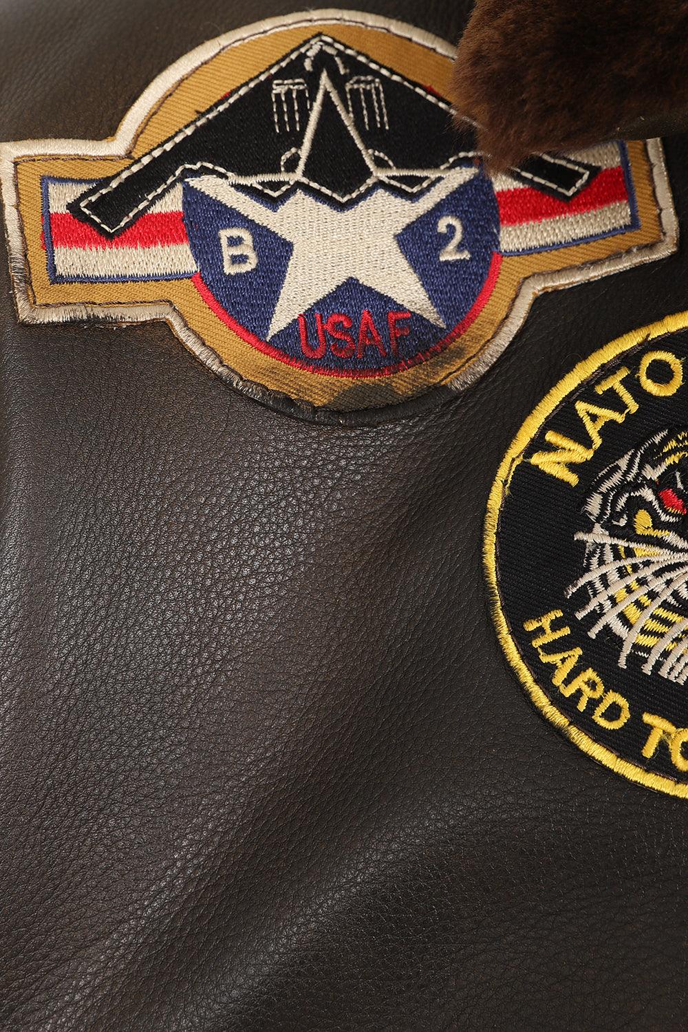 TOMMY Genuine Leather Pilot Jacket - Detachable Fur Collar