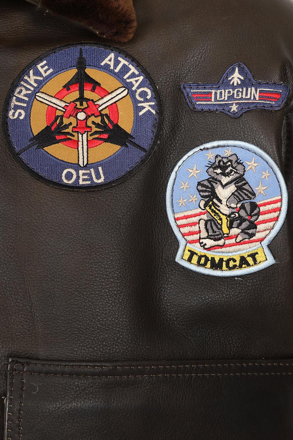 TOMMY Genuine Leather Pilot Jacket - Detachable Fur Collar