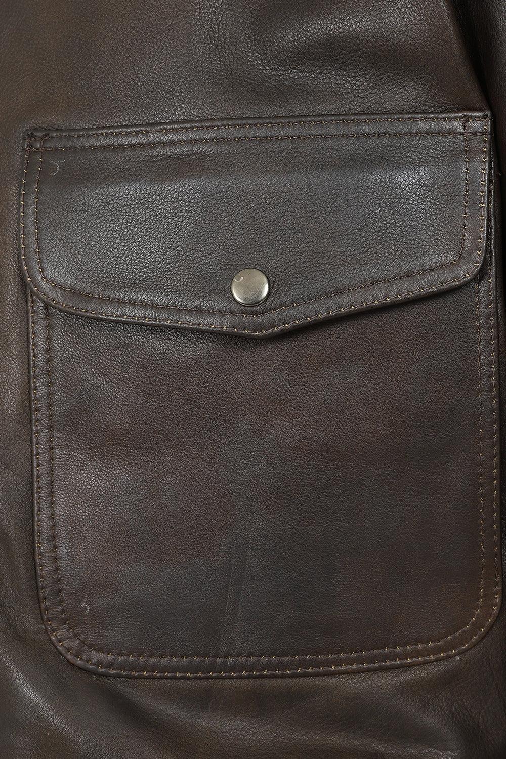 TOMMY Genuine Leather Pilot Jacket - Detachable Fur Collar